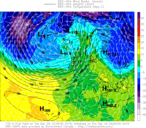 Incepand cu ziua de marti se va incheia sirul aproape incredibil de zile extrem de calde ale acestei luni de pana acum. Dinspre nord-estul Europei este asteptata sa patrunda o masa de aer foarte rece, de origine polar-continentala. Sursa: meteocentre.com, model GEM.